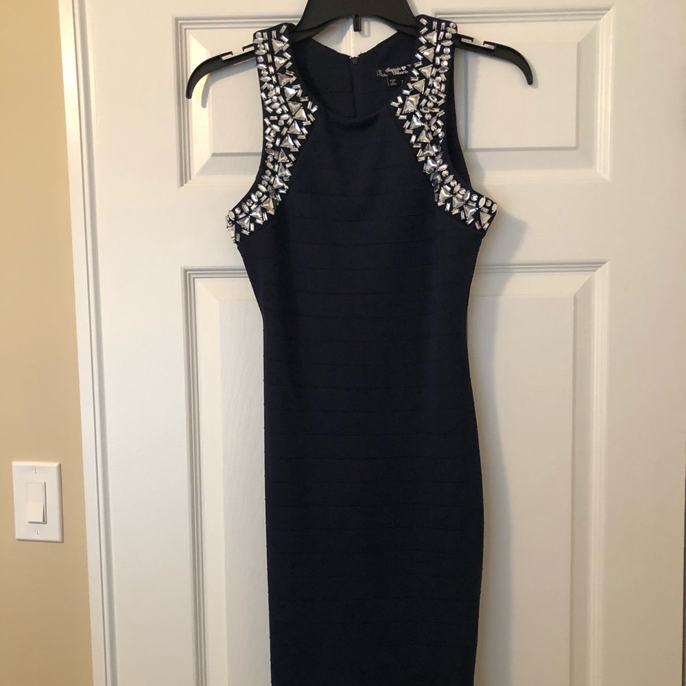 Sequin Hearts Navy Dress